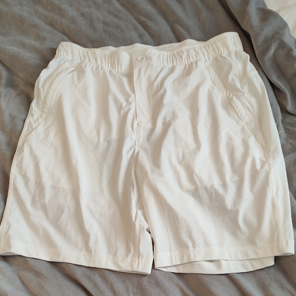 White Elastic Waist Shorts
